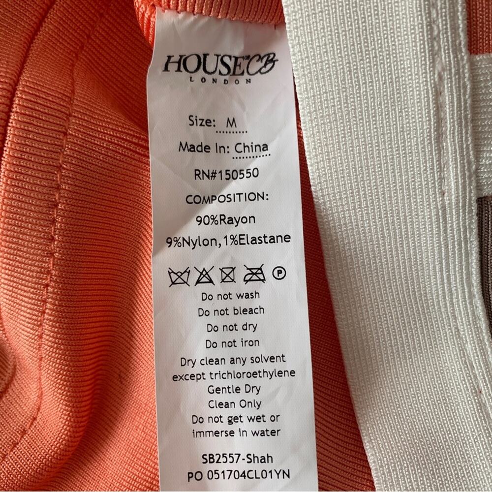 HOUSE OF CB Shah Bodycon Sexy Cut Out Orange Brown White Stripe Strap Mini Dress - Picture 4 of 12